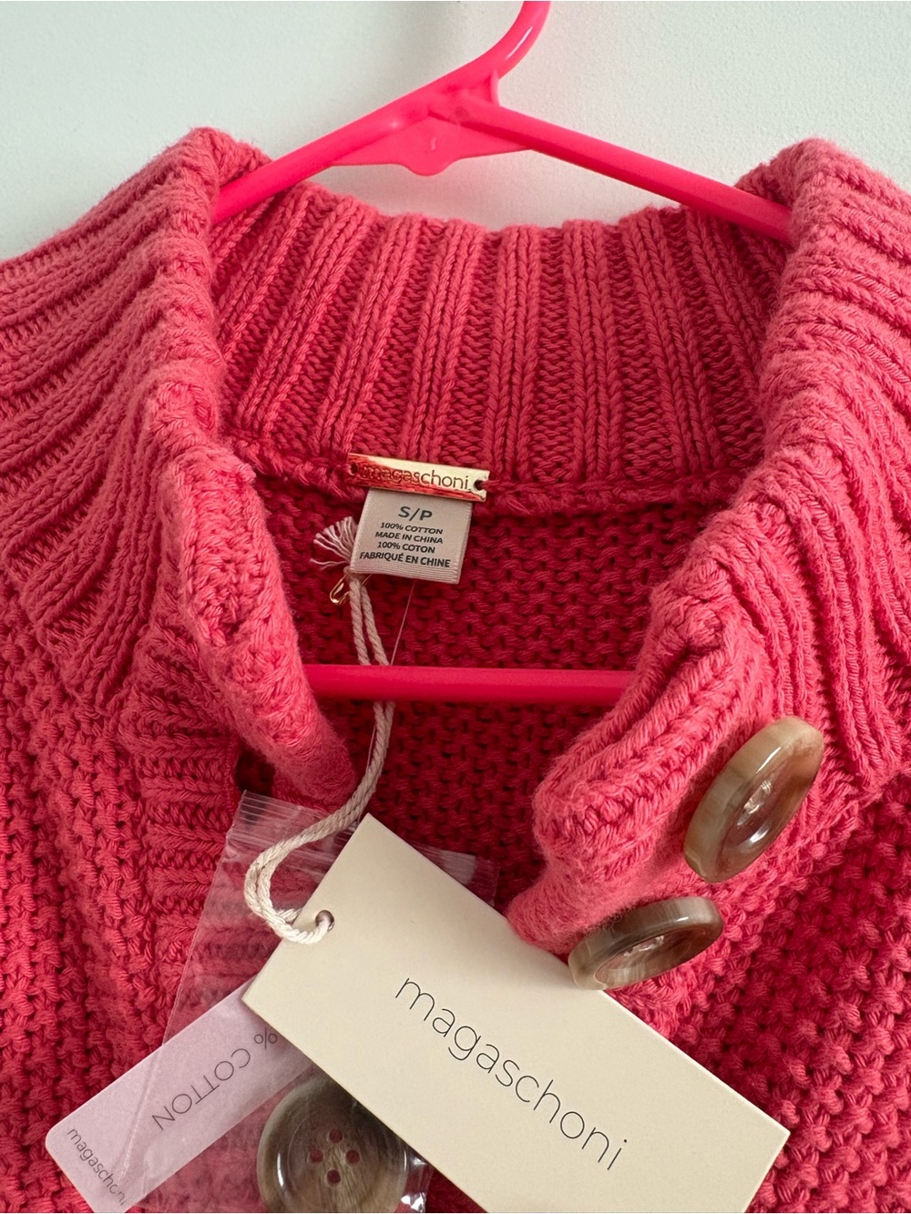 Magaschoni Women's Cotton Sweater Jacket Size Small In Red - Picture 13 of 16